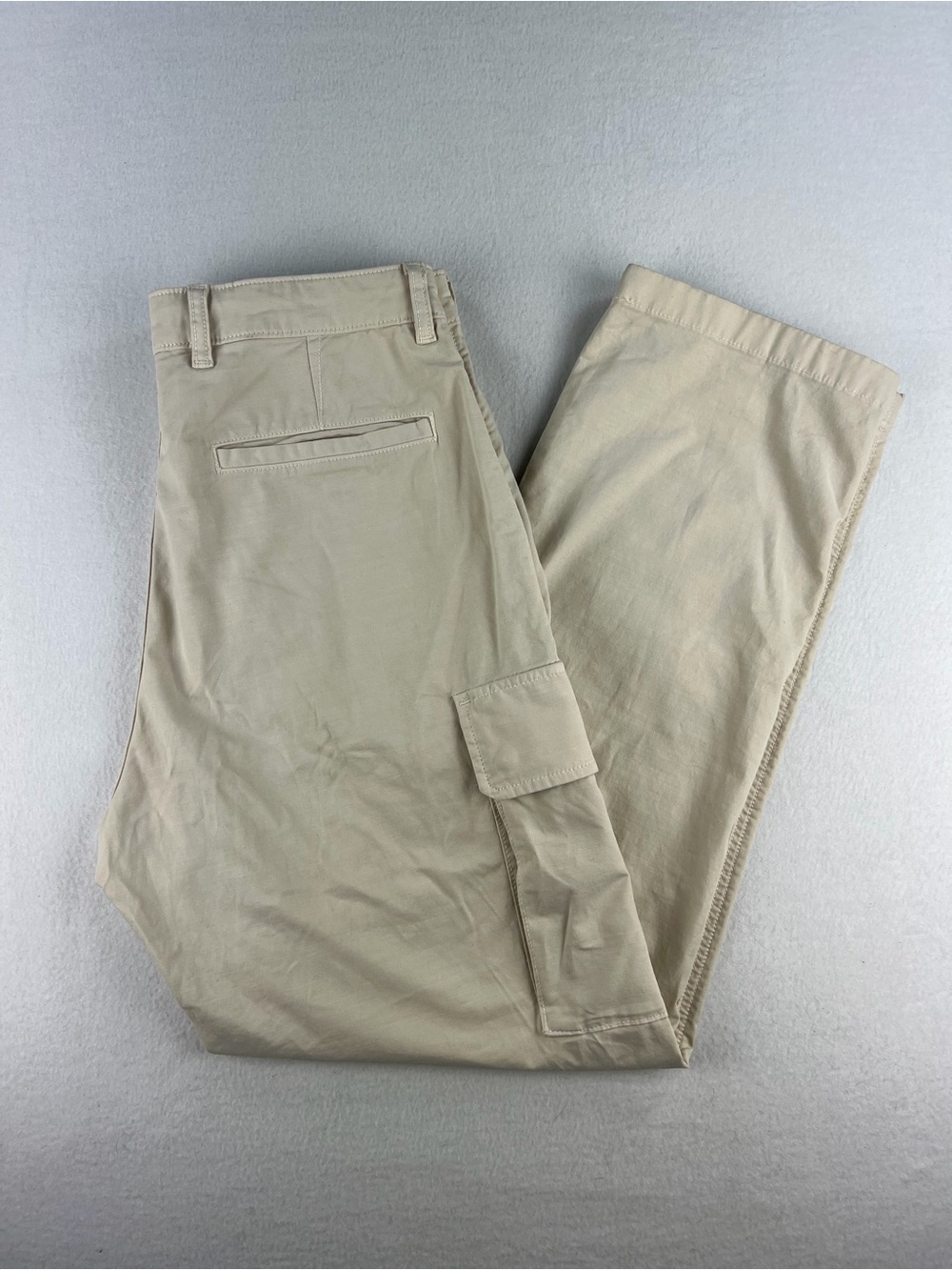 UNIQLO Mens Beige Cargo Pants Double Knee Straight Leg Size 30x33
